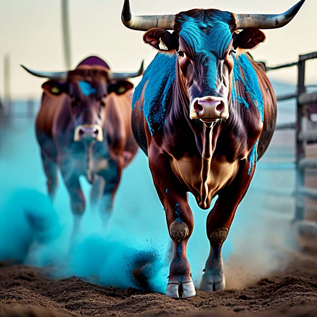 Bull Rodeo Gender Reveal Blue Holi Powder