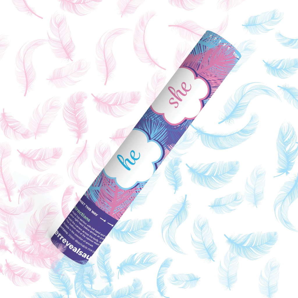 Gender Reveal Feather Cannon (Sold as a pair)